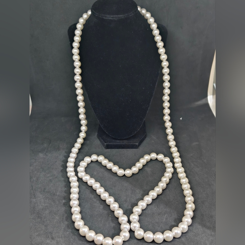 Retro Long Faux Pearl Necklace 30" Drop